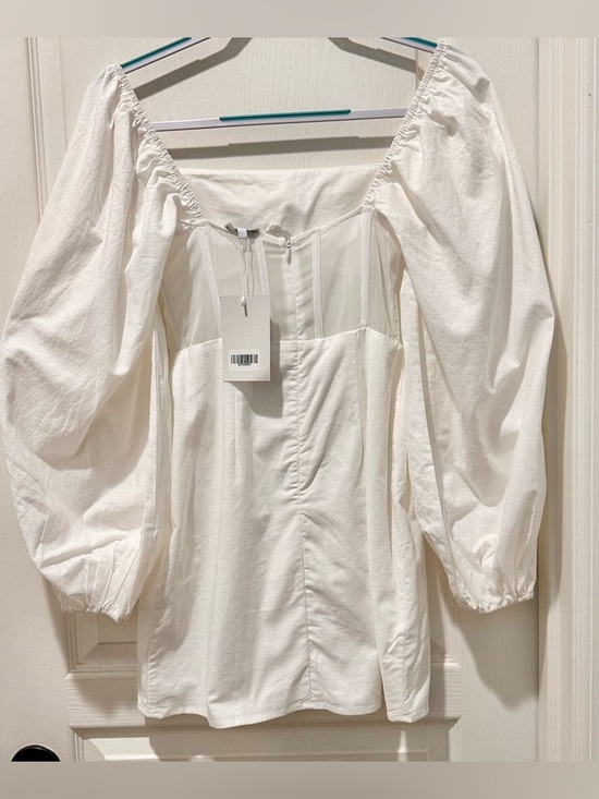 NWT SABO Luxe Australia Brielle Off-Shoulder Corset Mini Dress w Balloon Sleeves - Picture 6 of 10